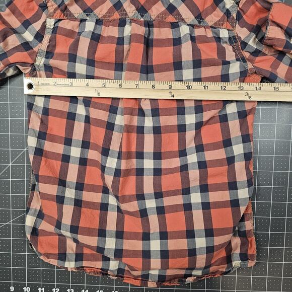 Tucker Tate Shirt Boys 7 Orange Plaid Long Sleeve Button Up Woven - Picture 8 of 11